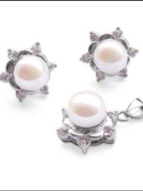 Luxury 9-10mm Freshwater Pearl Necklace,Earrings Set Mother’s Day, Wedding, Prom